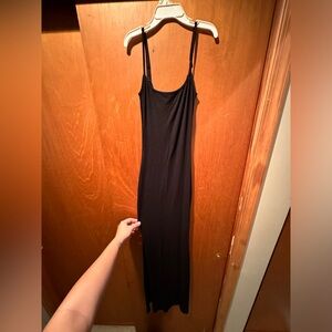 SKIMS onyx black soft lounge long slip dress